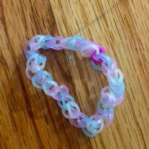Clear, purple, and blue bracelet